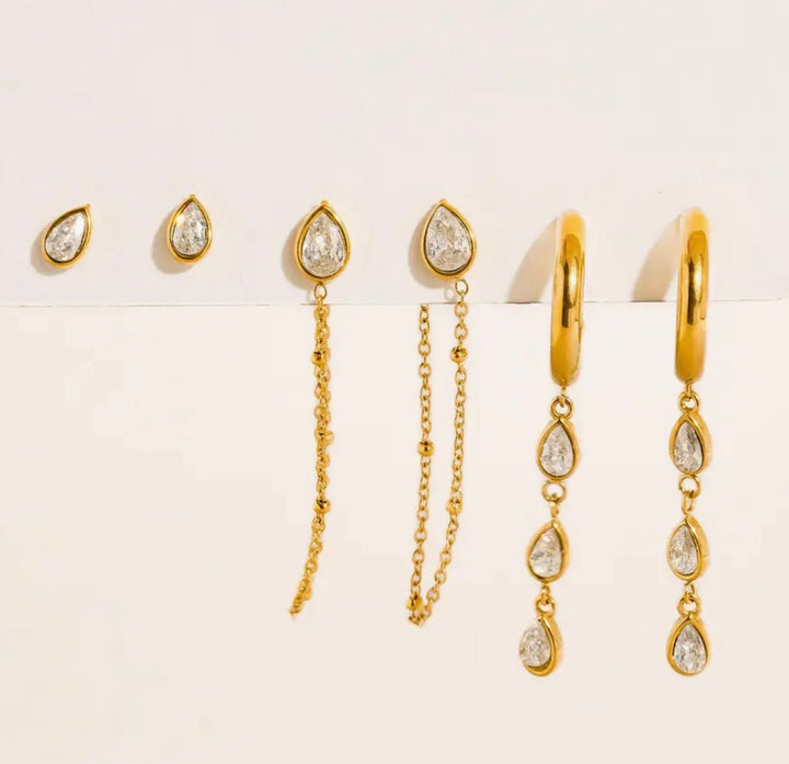 Finley Cz Chain Drop Earring Sets