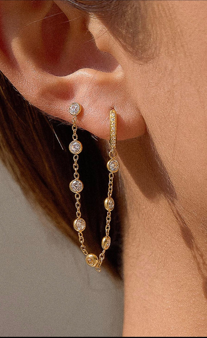 Daffira Crystal Chain Link Earrings