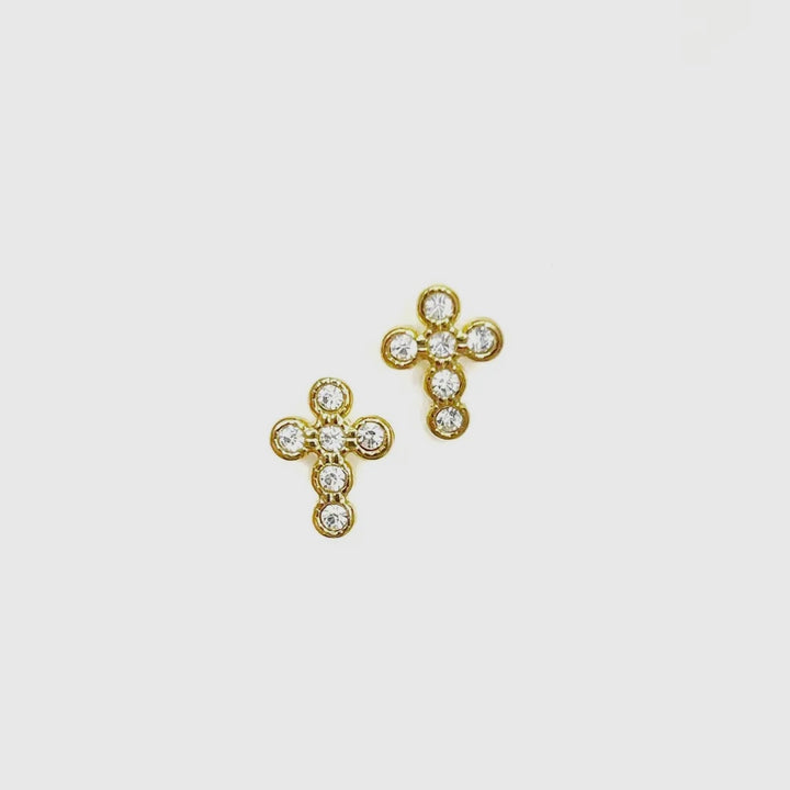 Cross Stud Earrings, CZ