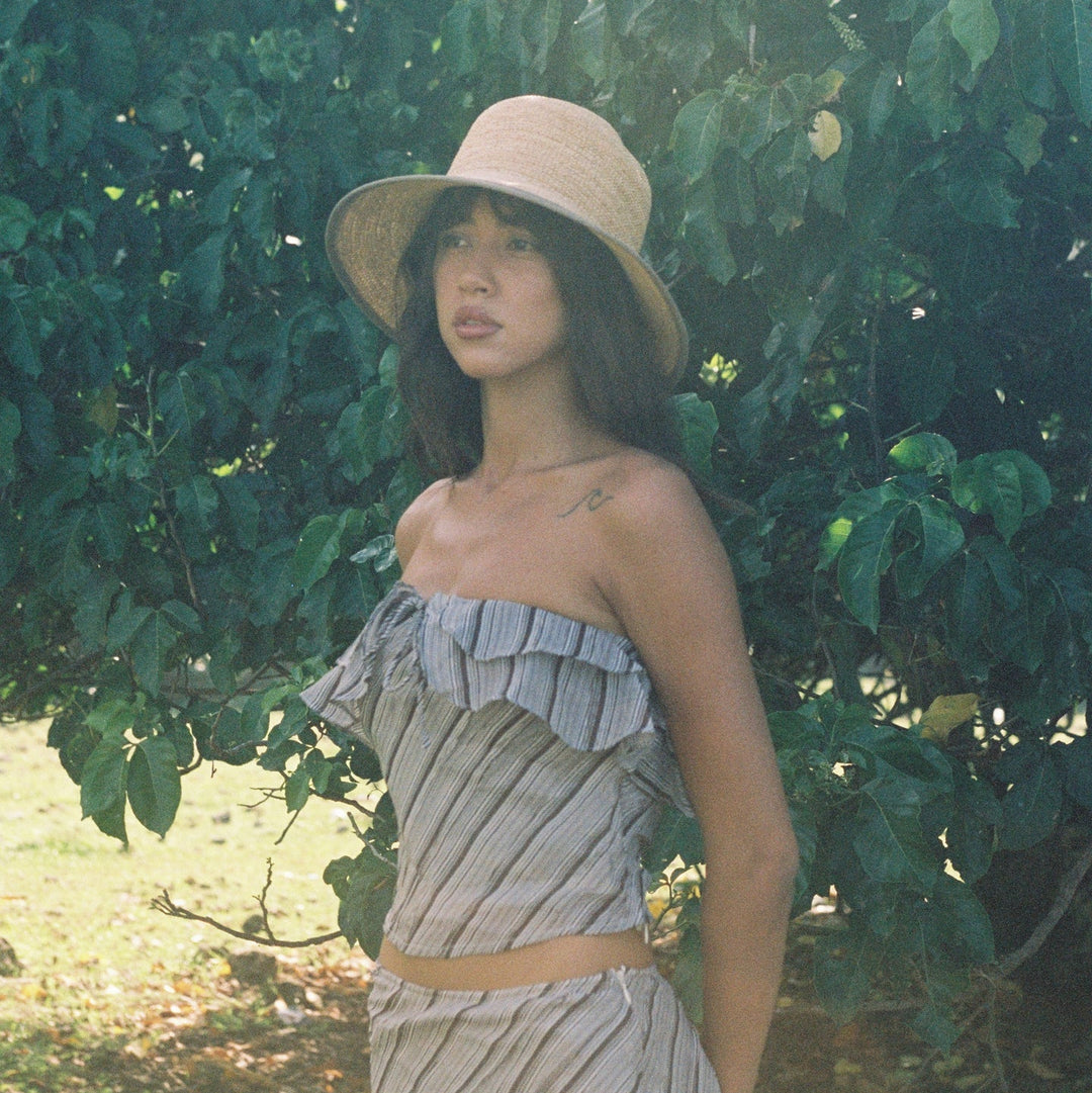 Wyeth June Raffia Bucket in Natural
