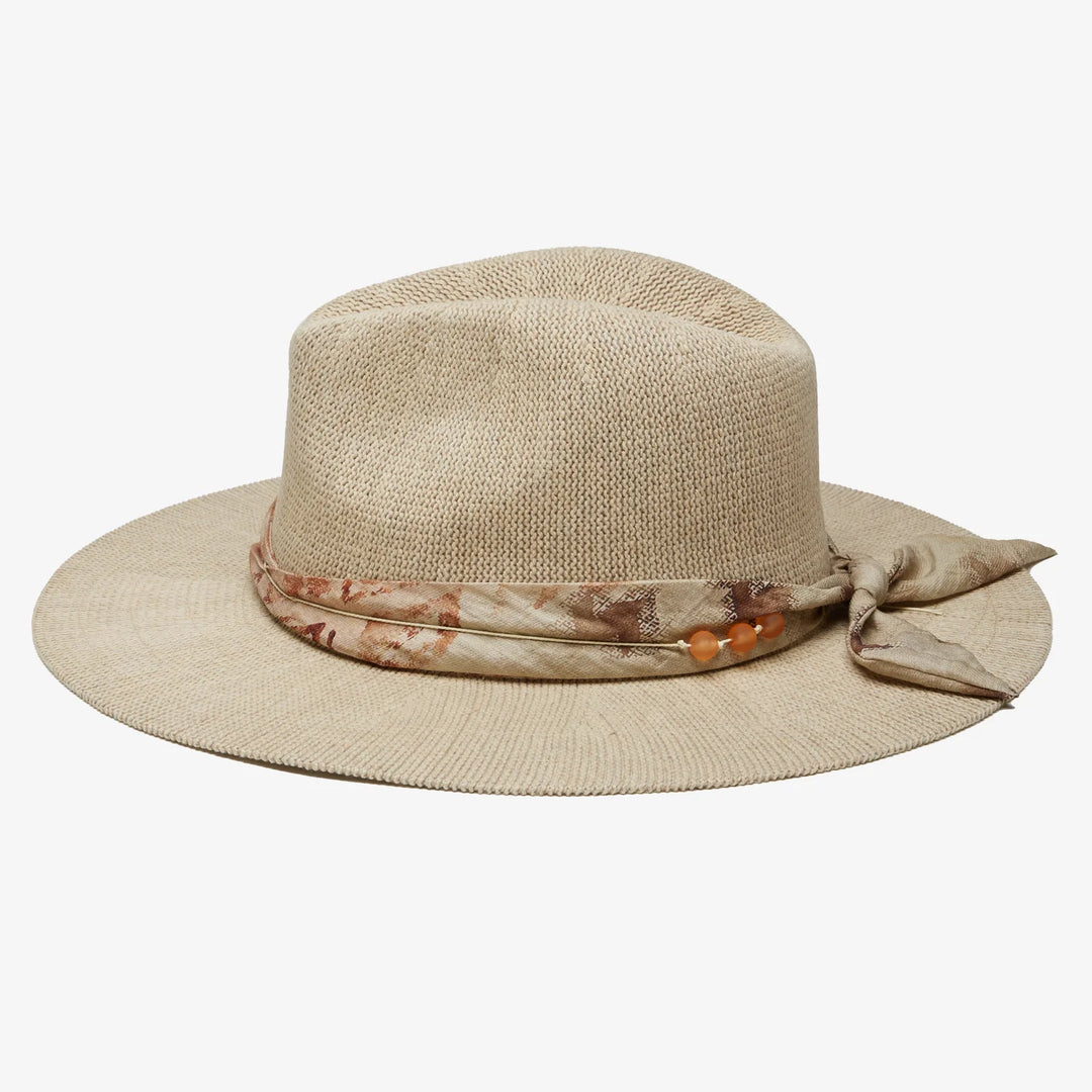 Wyeth Corsica Mesh Panama Hat in Camel