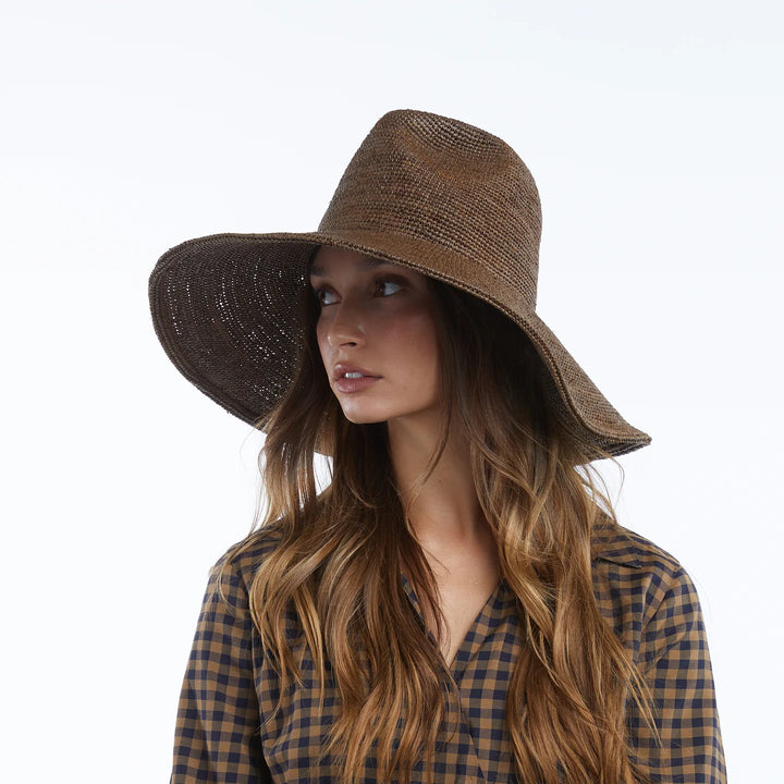Wyeth Lina Raffia Sun Hat in Chocolate