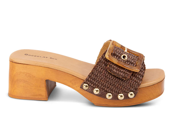 Chocolate Blu Lari in Brown Raffia