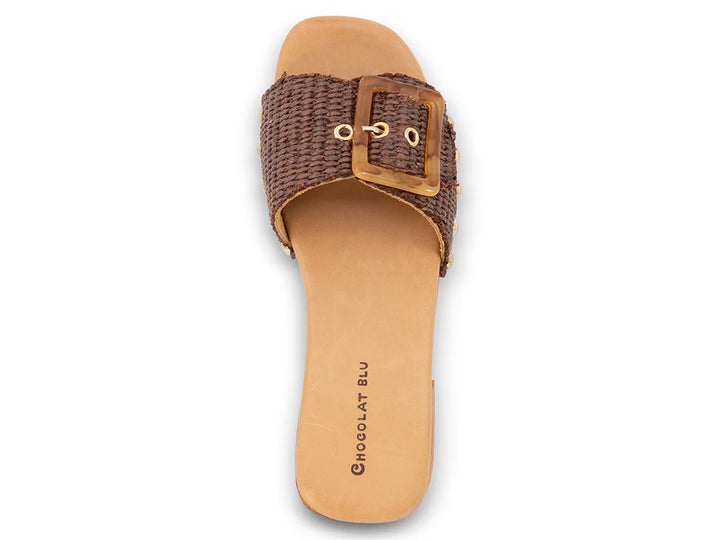 Chocolate Blu Lari in Brown Raffia