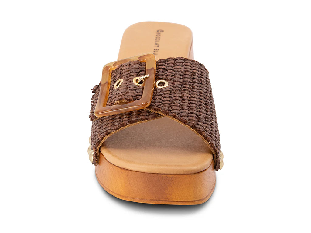 Chocolate Blu Lari in Brown Raffia