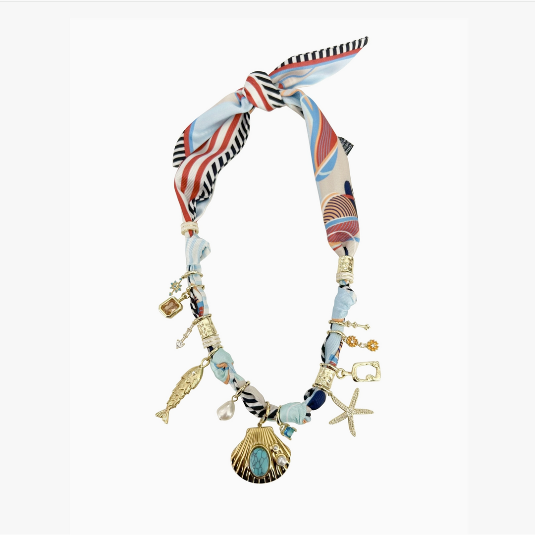 Destin Multi Charm Scarf Necklace