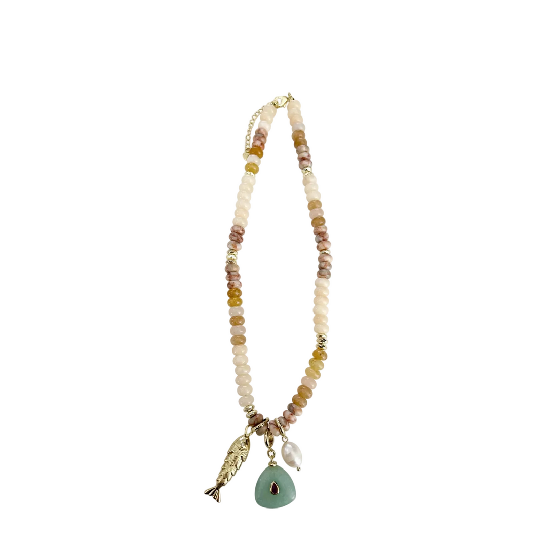 Elikai Beaded Triple Charm Necklace