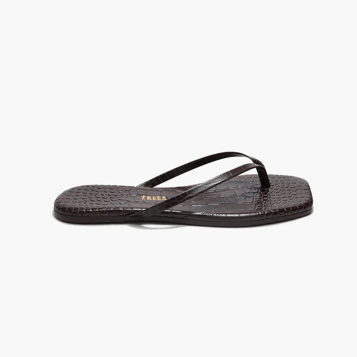 Tkees Square Toe Lily in Carob Croc