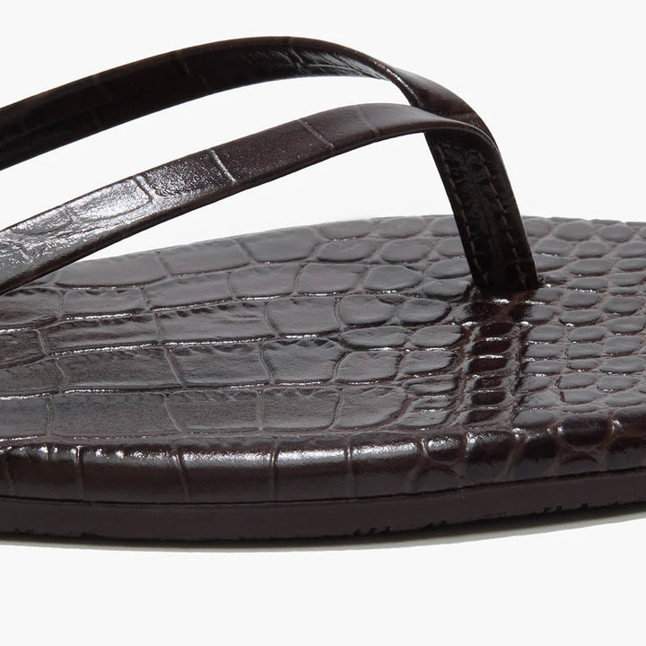 Tkees Square Toe Lily in Carob Croc