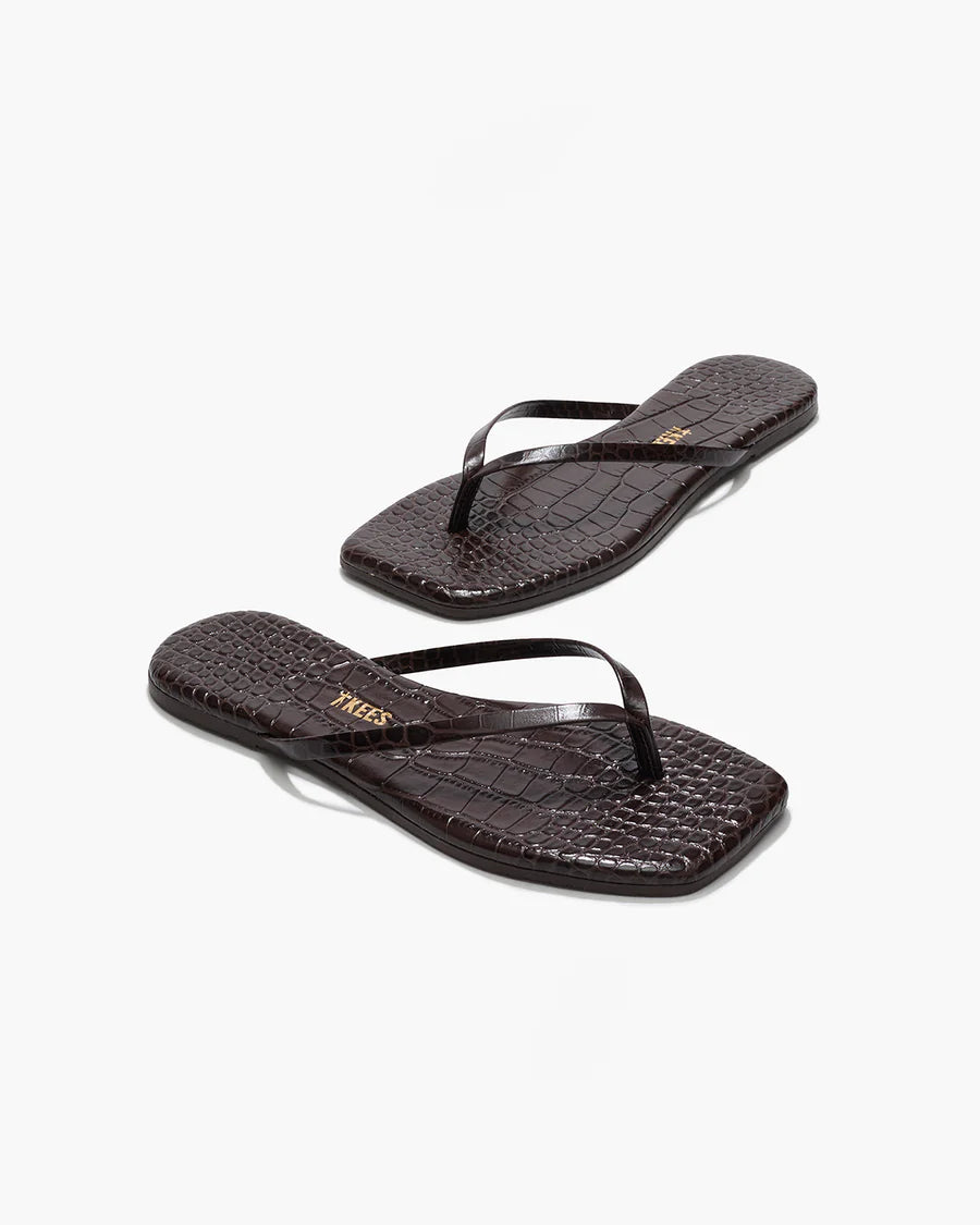 Tkees Square Toe Lily in Carob Croc
