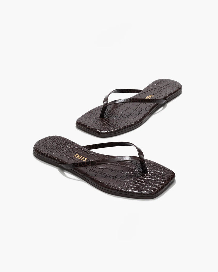 Tkees Square Toe Lily in Carob Croc