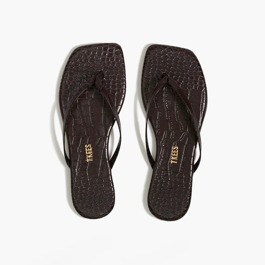 Tkees Square Toe Lily in Carob Croc