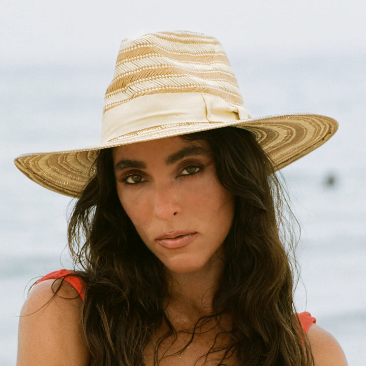 Wyeth Olena Straw Fedora in Taupe Natural