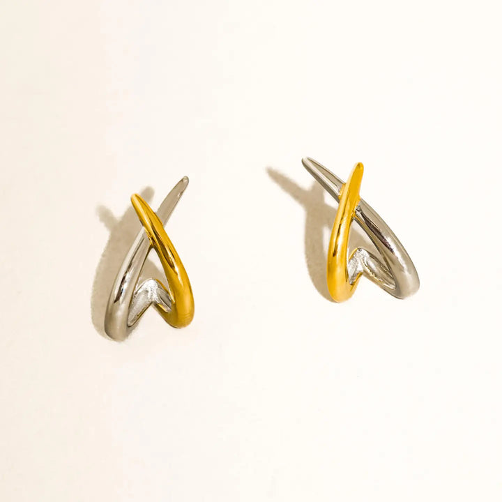 Staven Two Tone Crossover Earrings