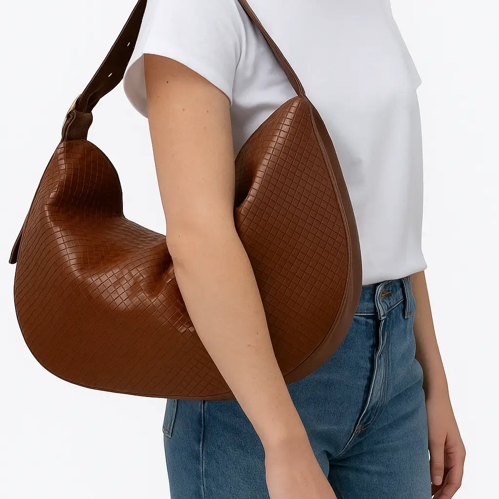 Naomi Woven Tote in Brown