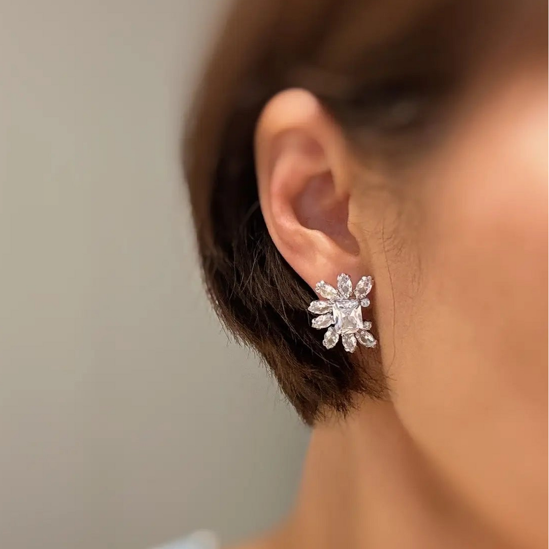 Crusted Jewel Stud Earrings