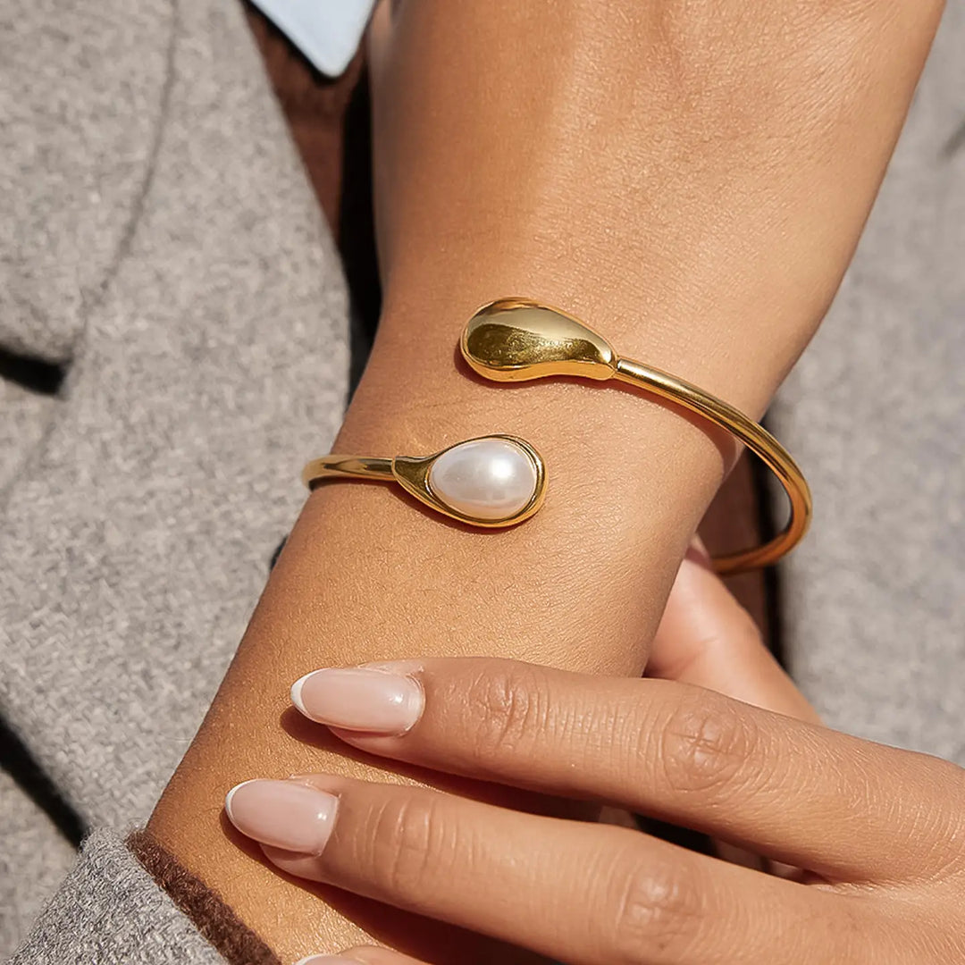 Harbor Open Cuff Stone Bracelets