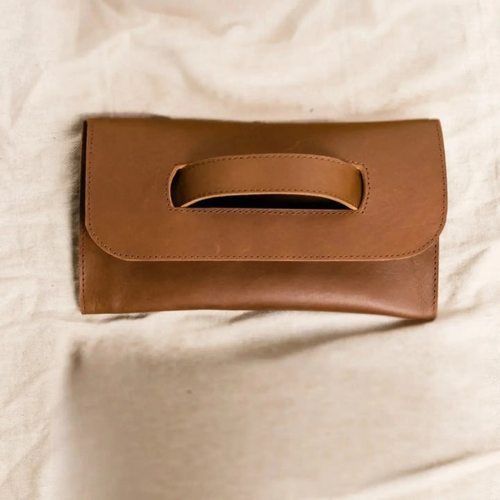 ABLE Mare Handle Clutch in Whiskey