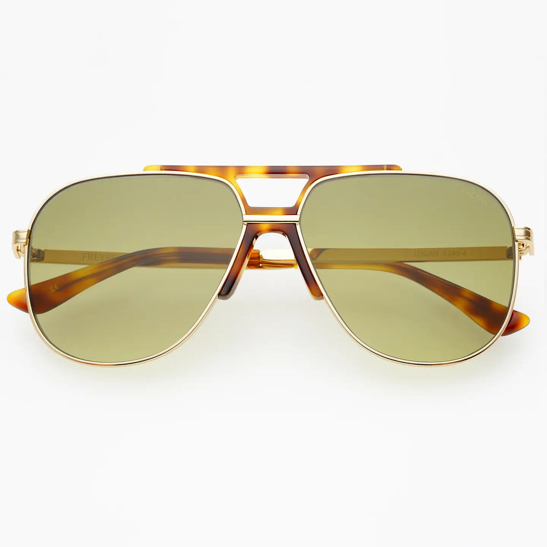 Freyrs Logan Aviator in Gold / Fade Green