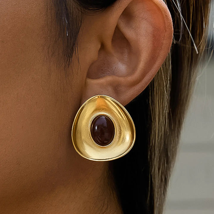 Vionnet Gemstone Oval Earrings