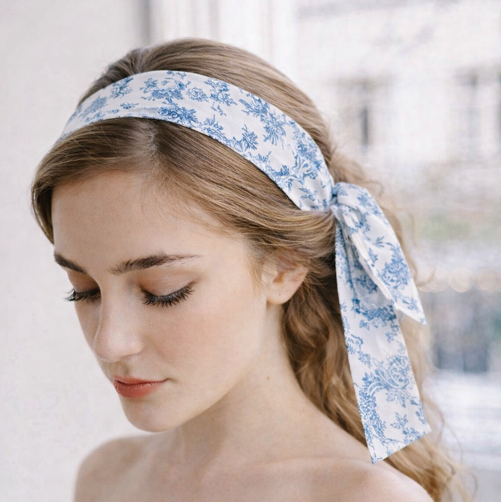 French Toile Twilly Scarf