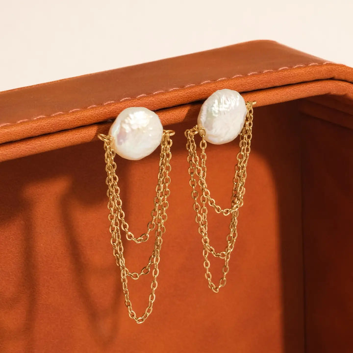 Shynelle Baroque Pearl Chain Earrings
