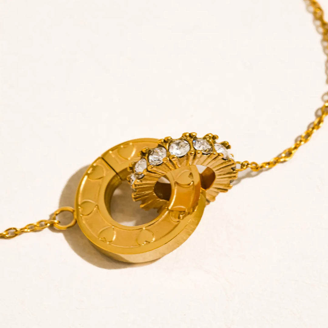Glazine Cz Circle Pendant Necklace