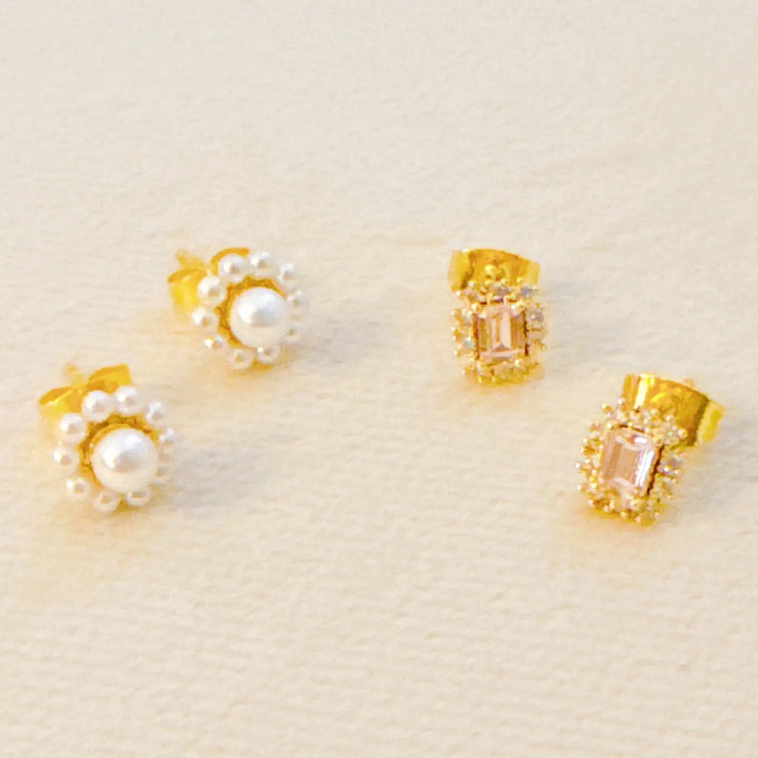 Mini Flower Stud Earrings Set of 2