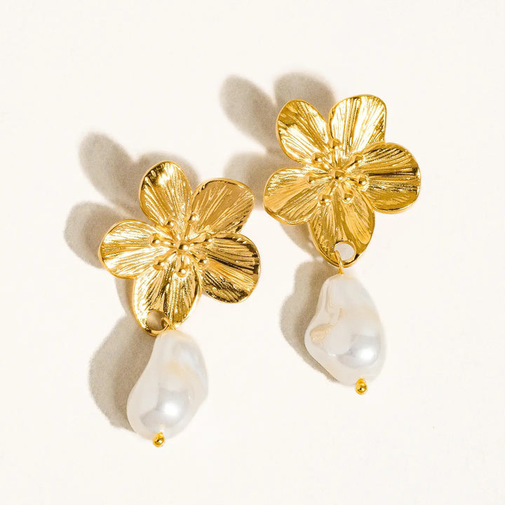 Cypress Flower Pearl Earrings