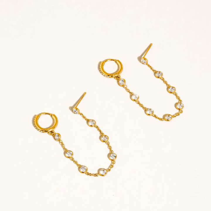 Daffira Crystal Chain Link Earrings