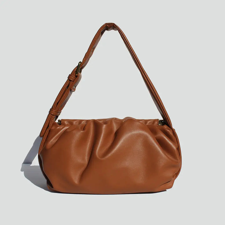 Vivian Pleated Baguette in Tan