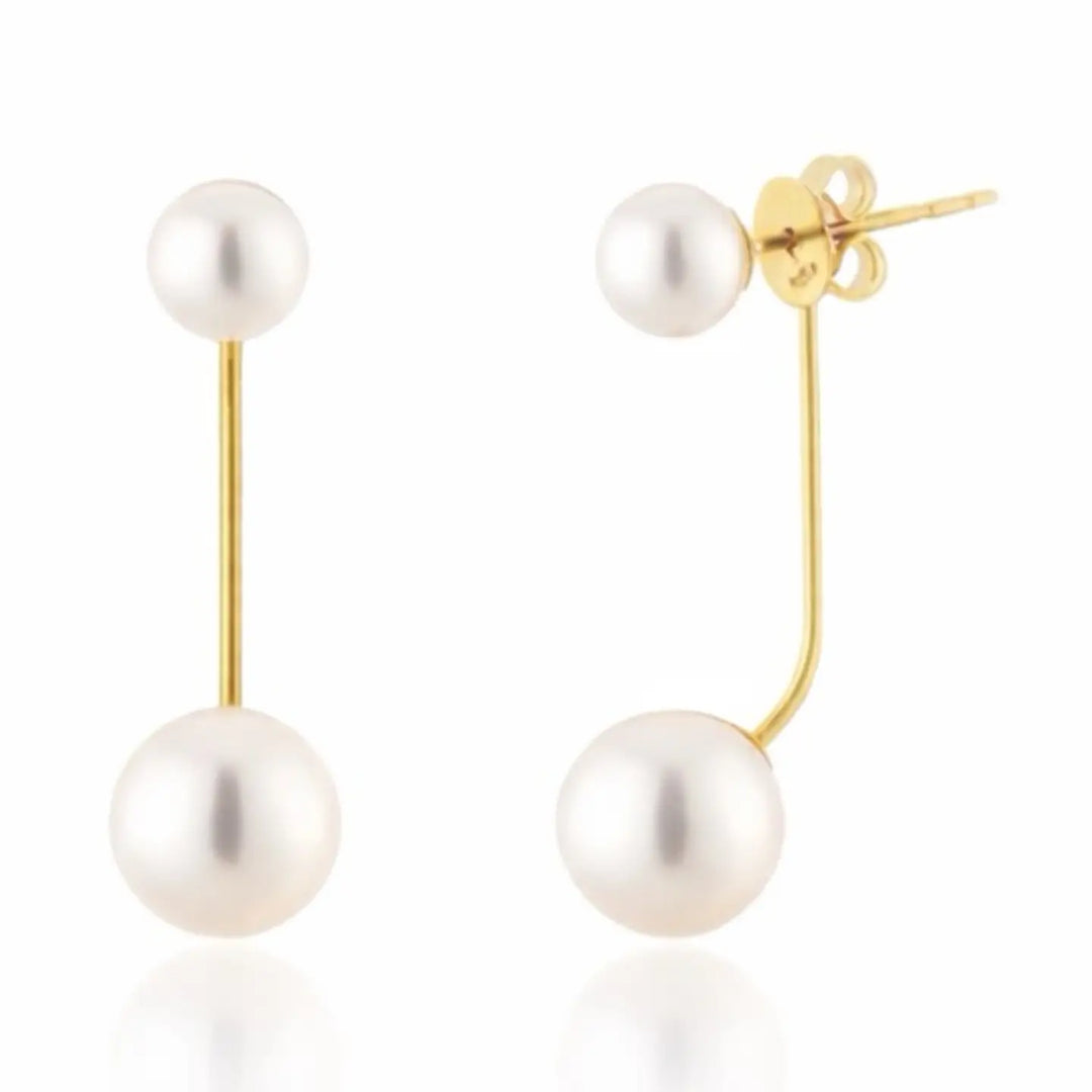 Dual Pearl Drop Earrings