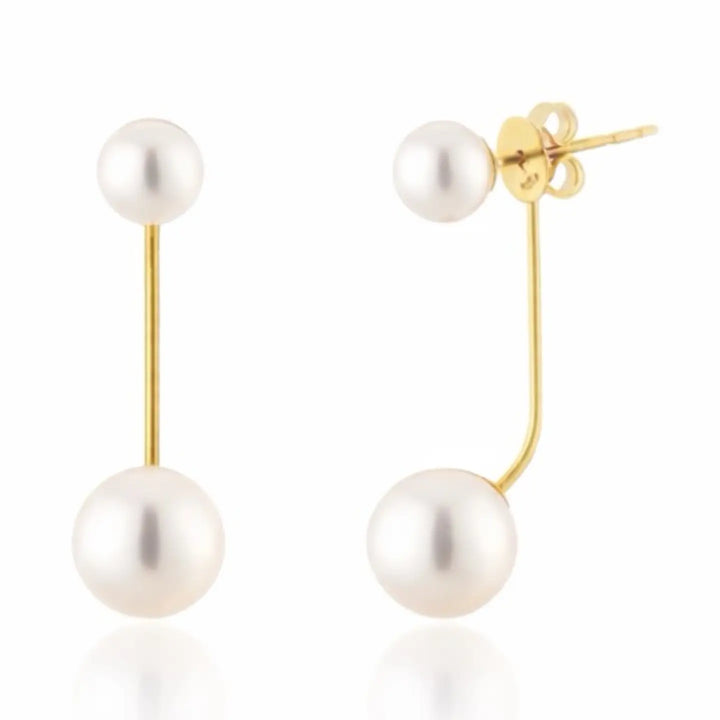 Dual Pearl Drop Earrings