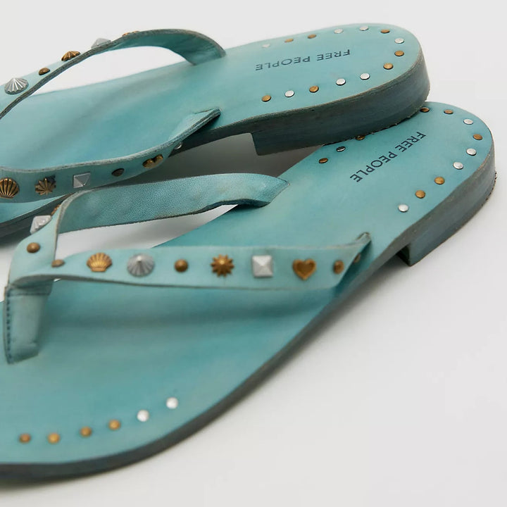 Free People Tide Flip Flop in Agua Fresca Leather