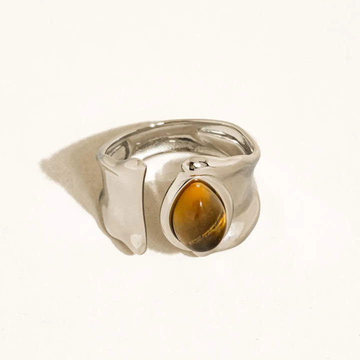 Jaspe Silver Tiger Eye Statement Ring