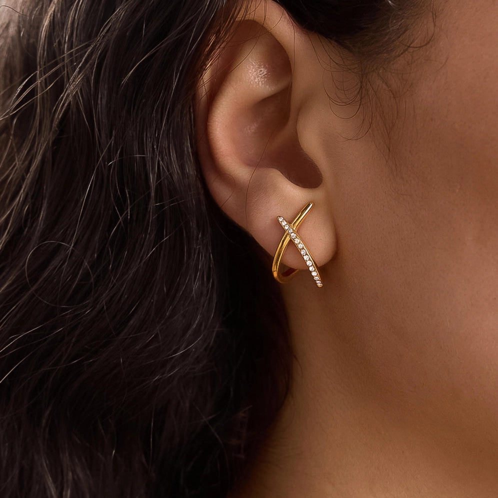 Echo Cz Crossover Earrings