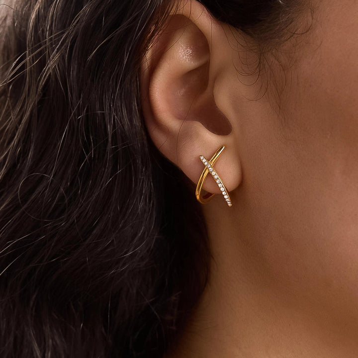 Echo Cz Crossover Earrings
