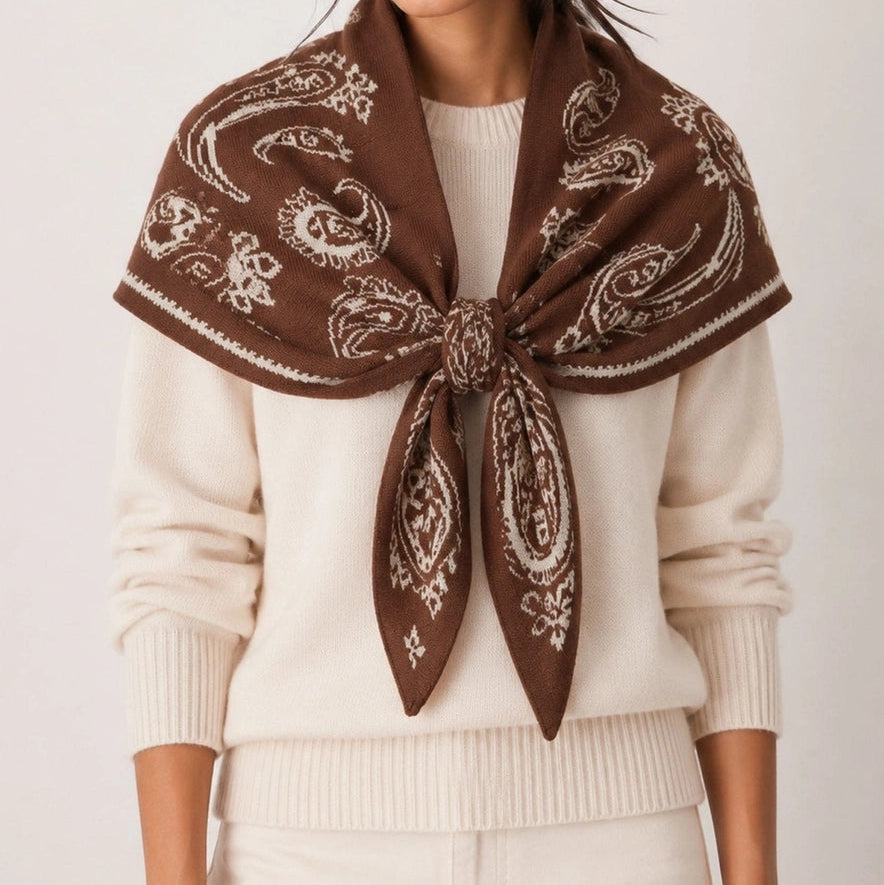 Bianca Paisley Triangle Knit Scarf