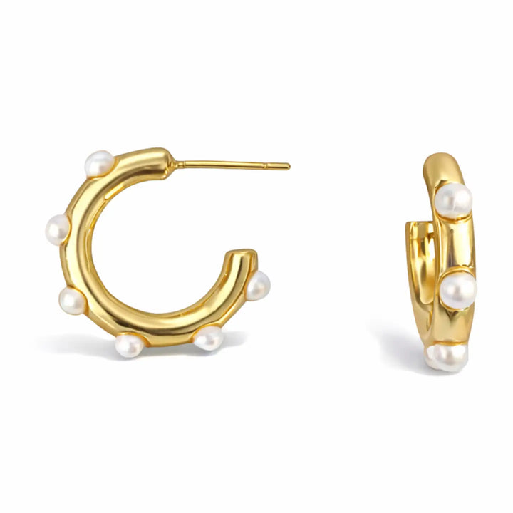 Pearl Accent Hoop Earrings