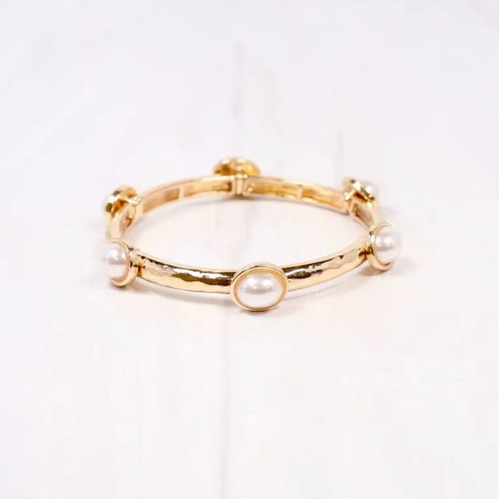 Piers Stretch Bracelet in Pearl Gold