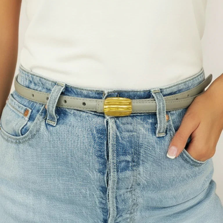 Wave Buckle Belt in Tan