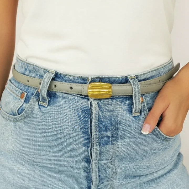 Wave Buckle Belt in Tan